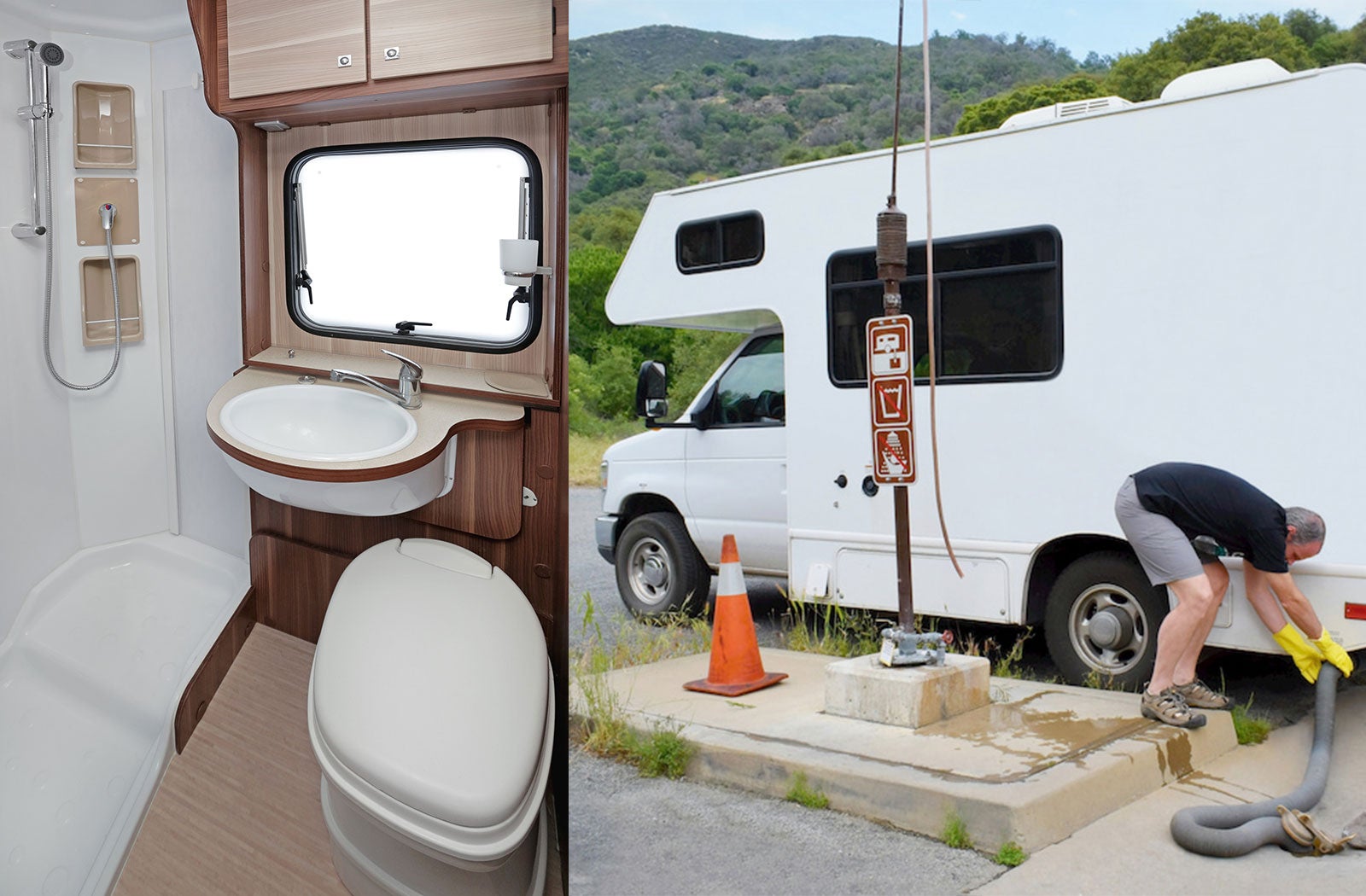 Portable RV/camper toilet and holding tank setup in Ellensburg, Washington